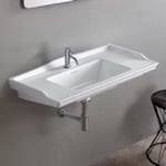CeraStyle 036300-U Rectangular White Ceramic Wall Mounted Bathroom Sink